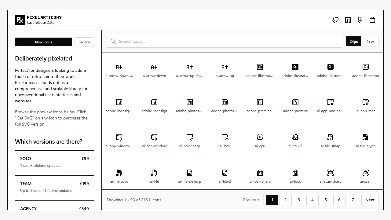 Screenshot of Pixelarticons