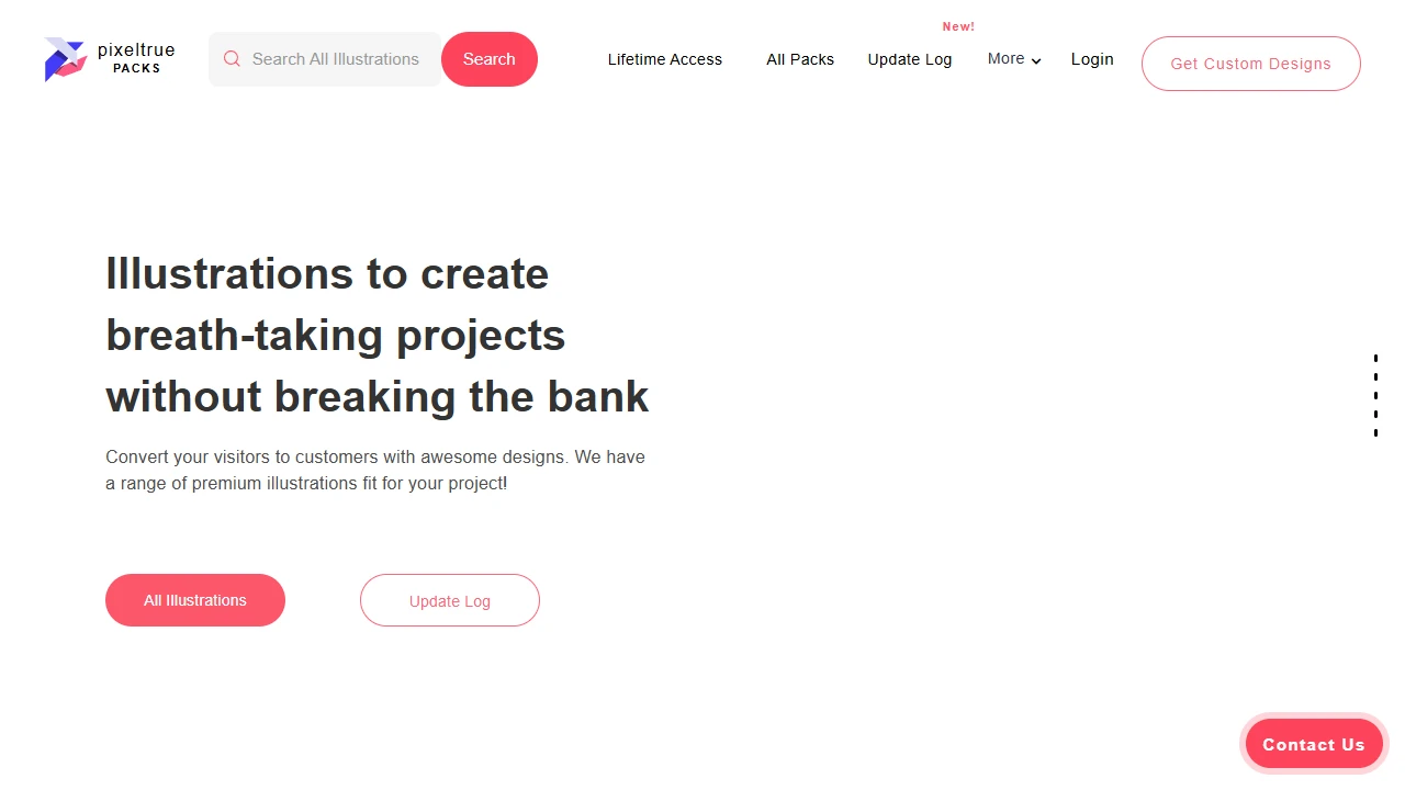 Screenshot of PixelTrue Free Illustrations
