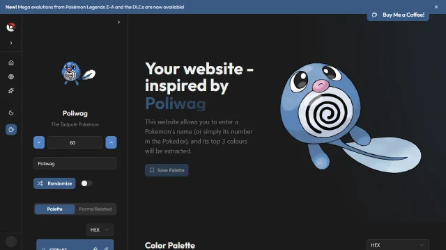 Screenshot of Pokemon Palettes