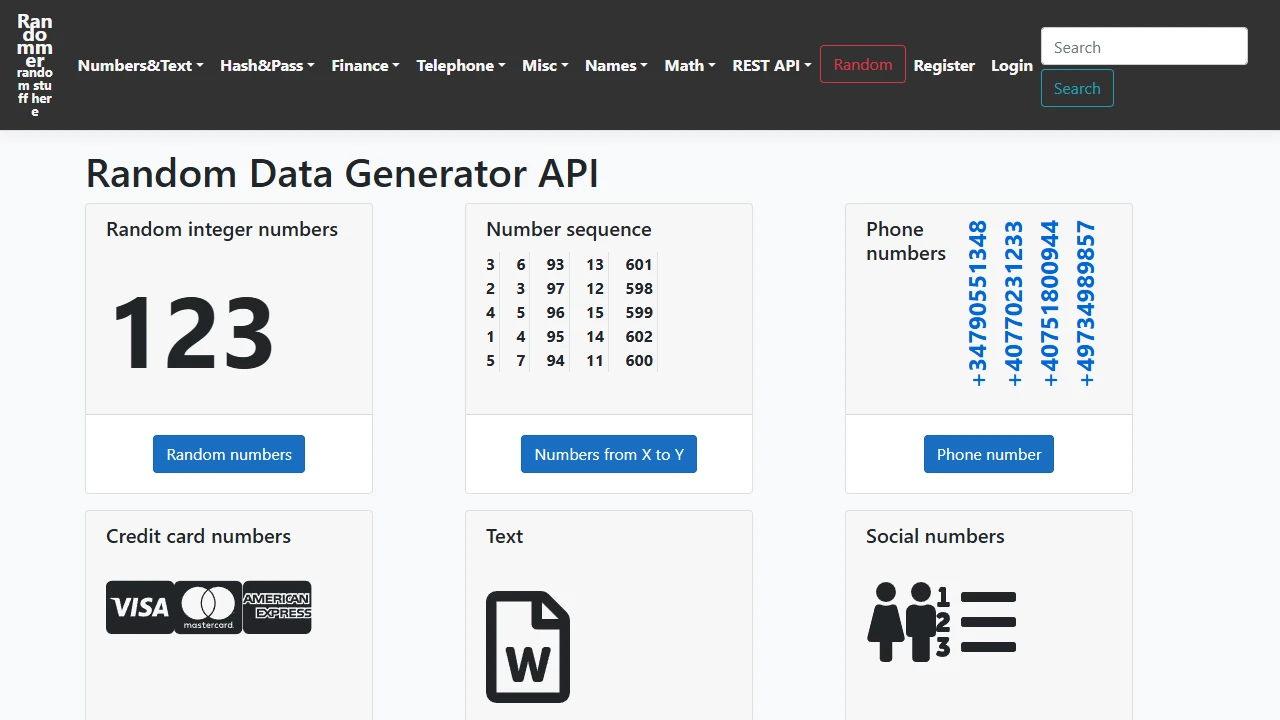 Screenshot of Randommer