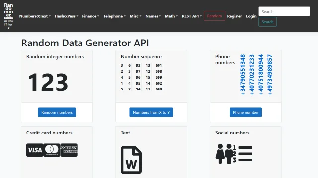 Screenshot of Randommer