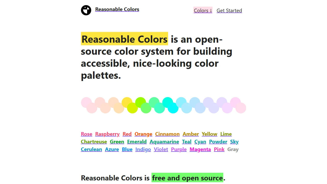 Screenshot of Reasonable Colors