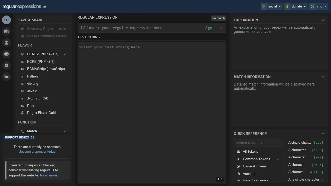 Screenshot of Regex101