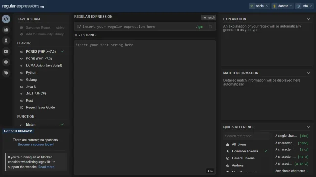 Screenshot of Regex101