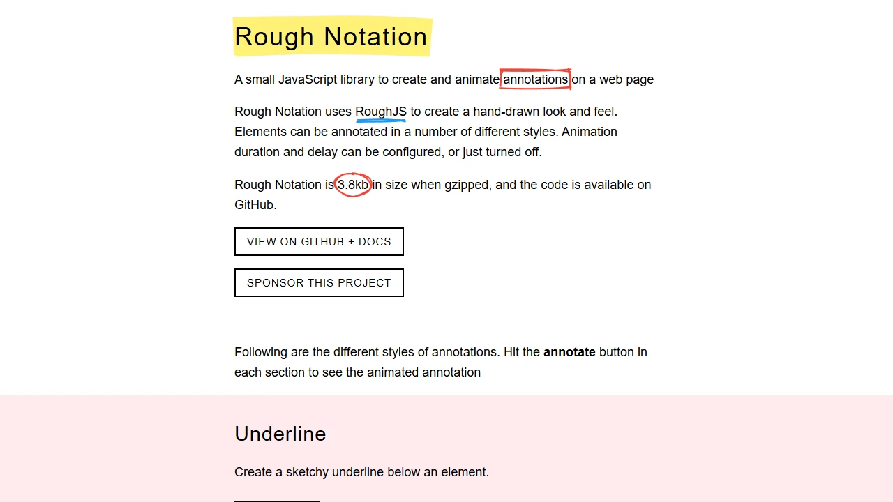 Screenshot of RoughNotation