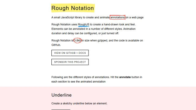 Screenshot of RoughNotation