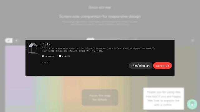 Screenshot of Screen Size Map