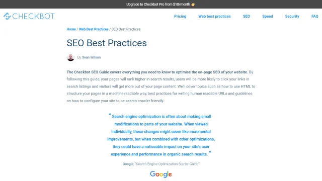 Screenshot of SEO Best Practices
