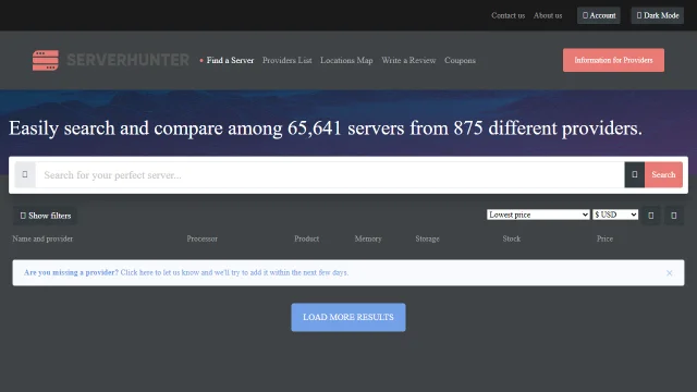 Screenshot of Server Hunter