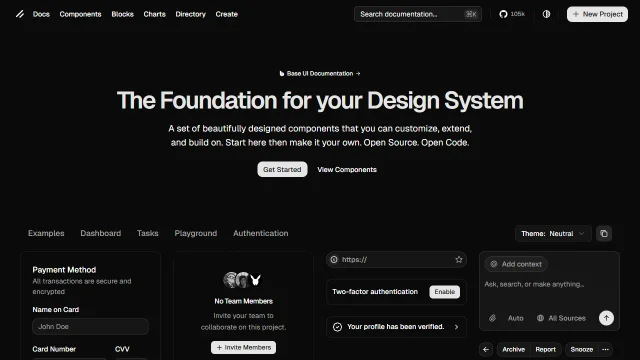 Screenshot of shadcdn/ui