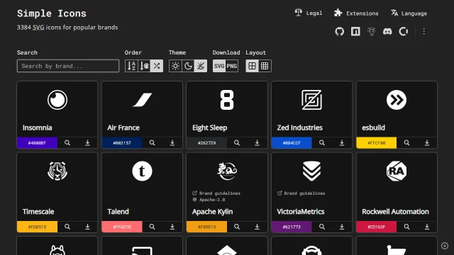 Screenshot of Simple Icons