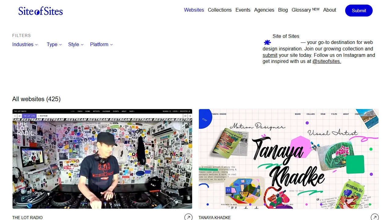 Screenshot of Site of Sites