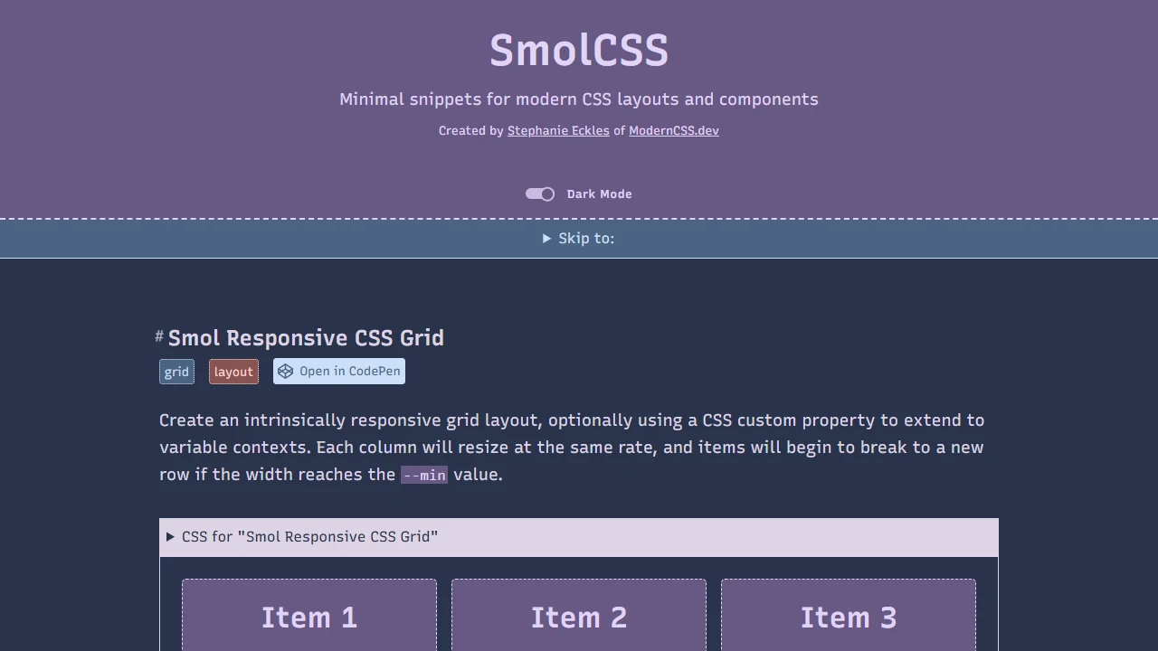 Screenshot of SmolCSS