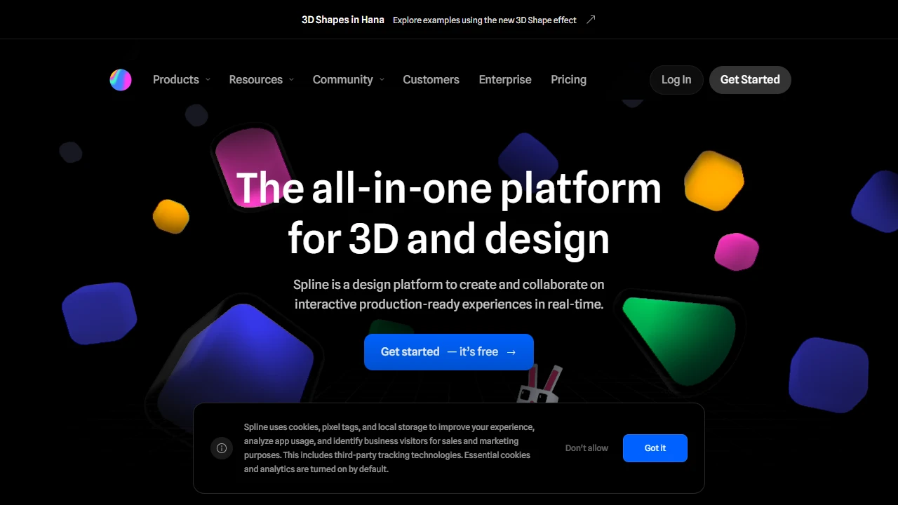 Screenshot of Spline 3D Designer