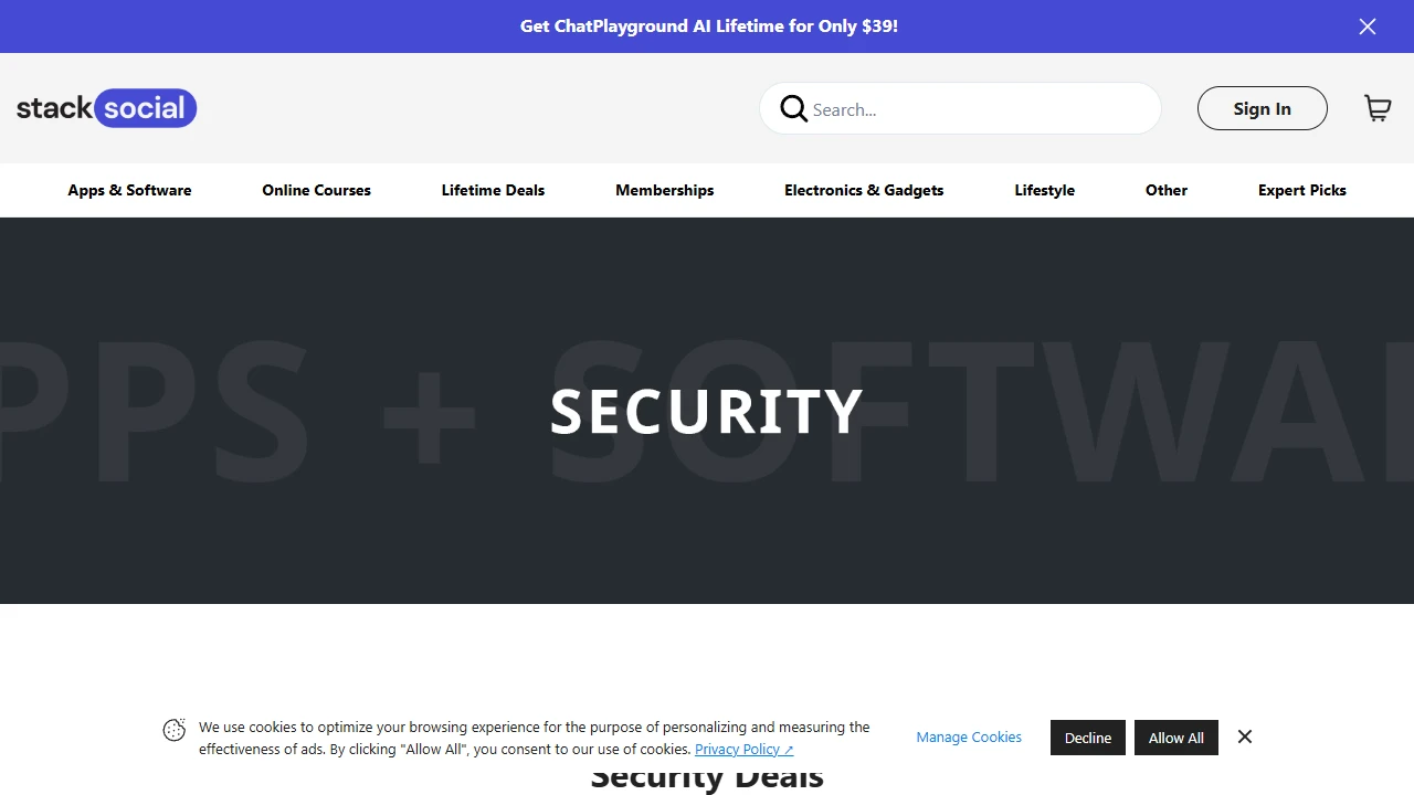 Screenshot of StackSocial Security