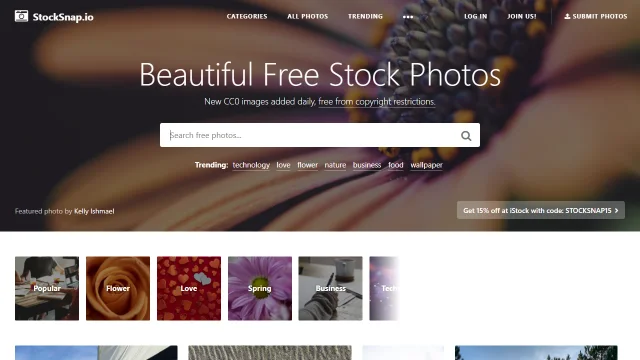 Screenshot of StockSnap