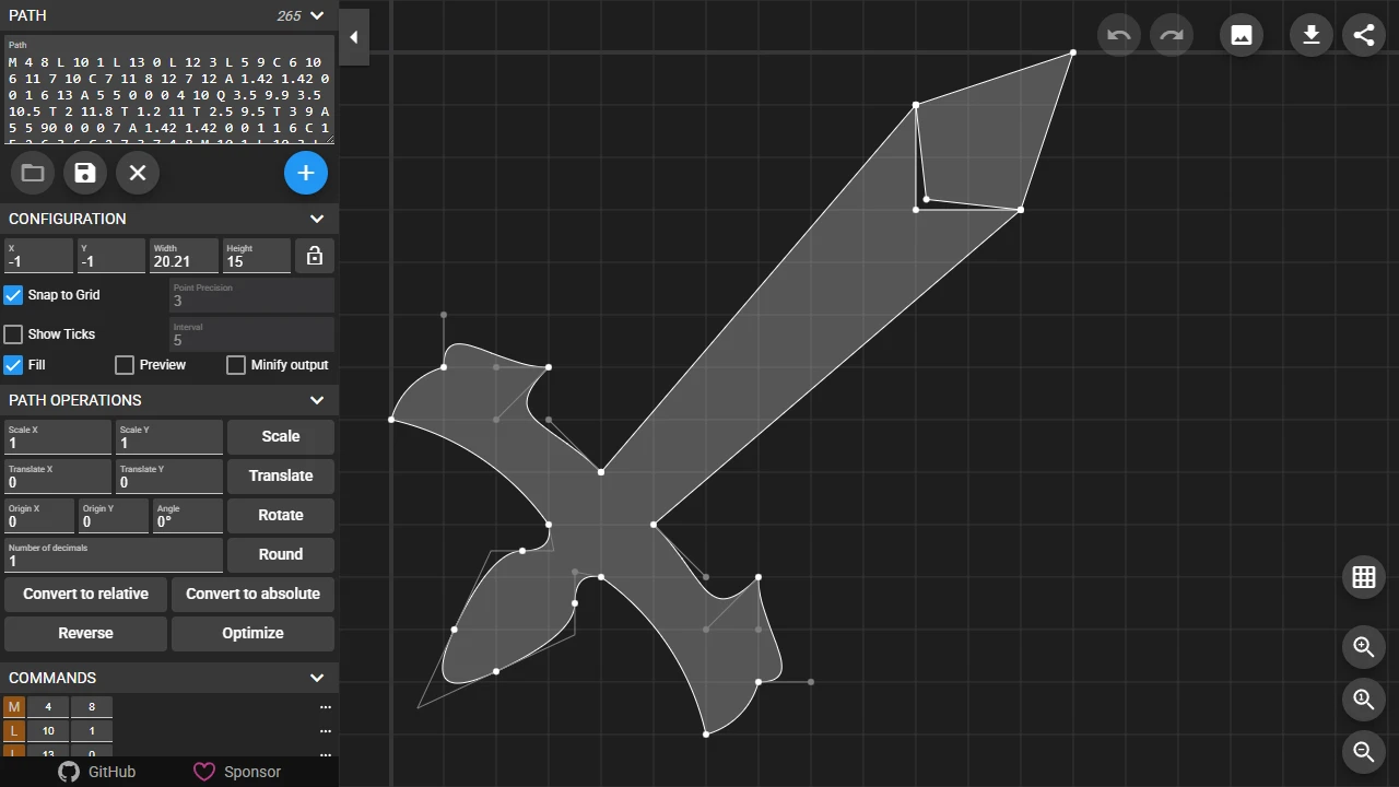 Screenshot of SVG Path Editor
