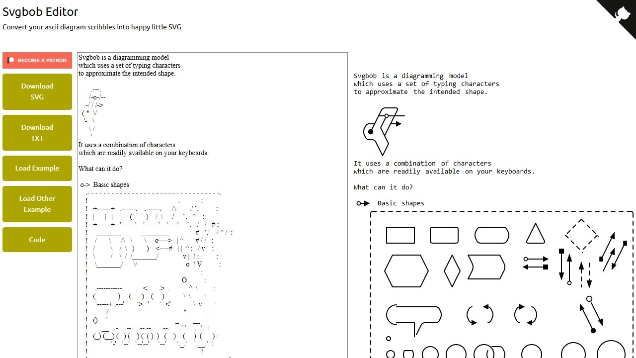Screenshot of Svgbob Editor