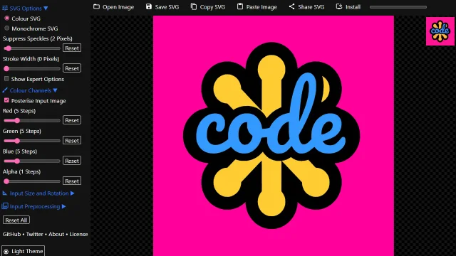 Screenshot of SVGcode