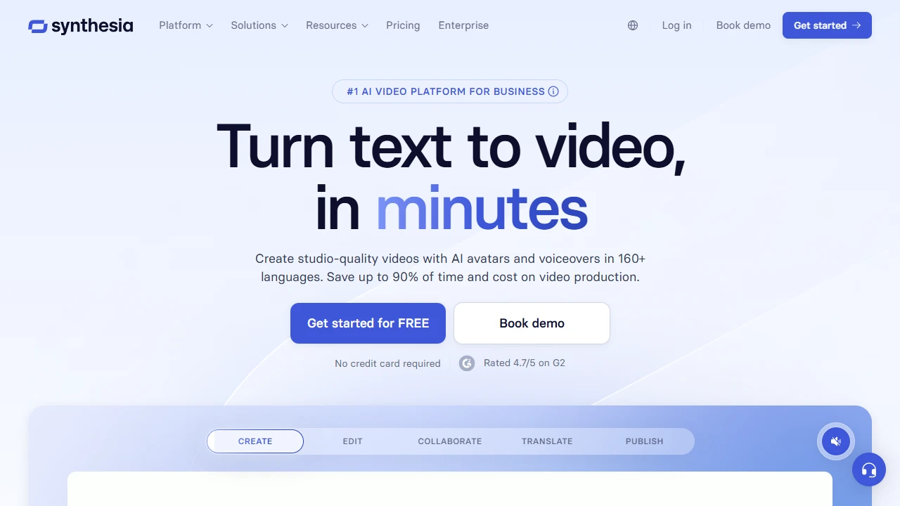 Screenshot of Synthesia