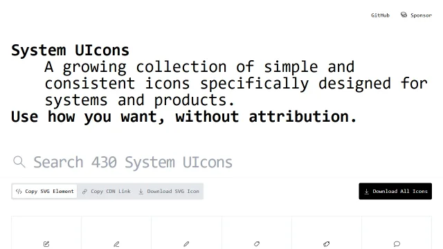 Screenshot of System UIcons