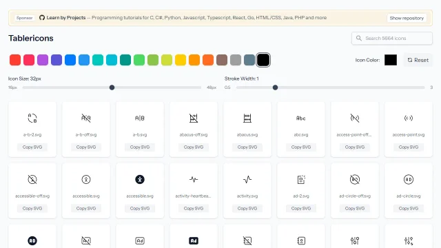 Screenshot of Tabler Icons