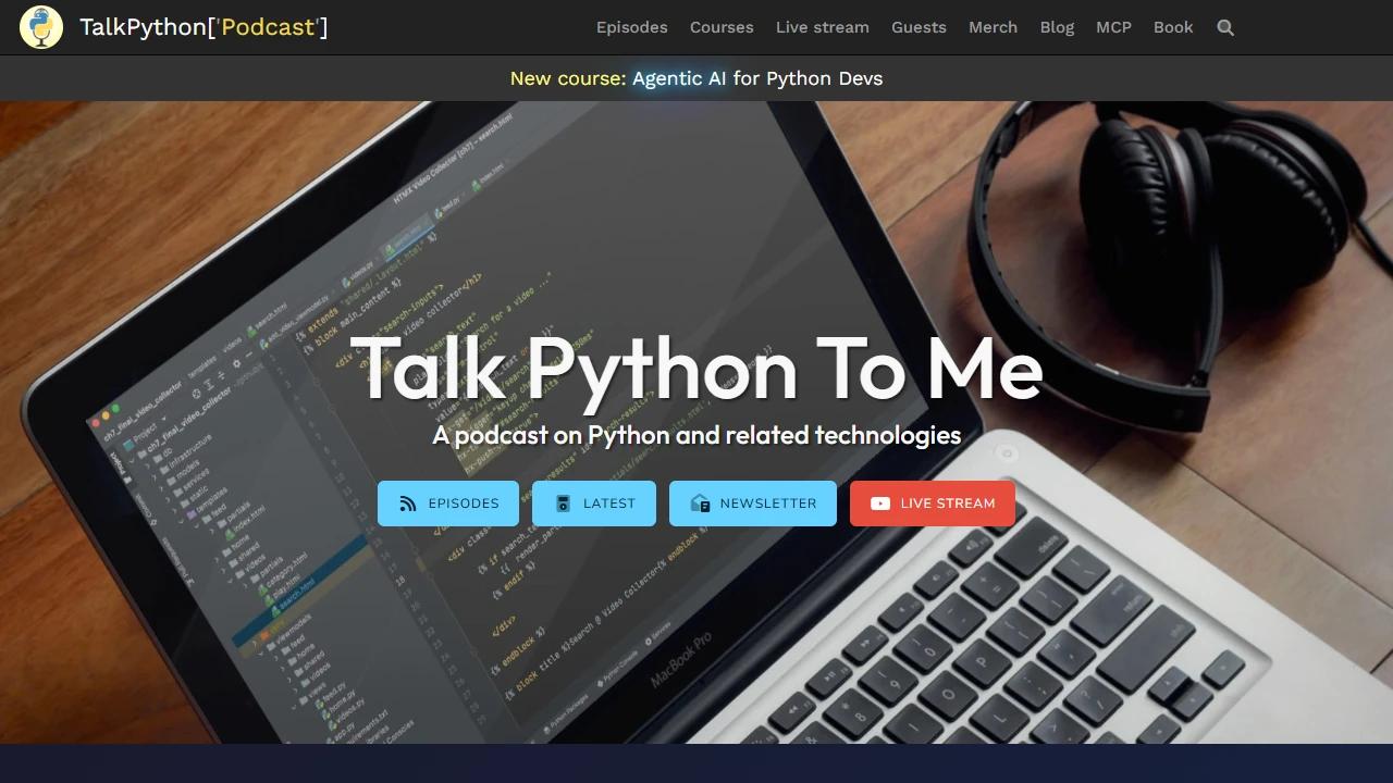 Screenshot of Talk Python Podcast