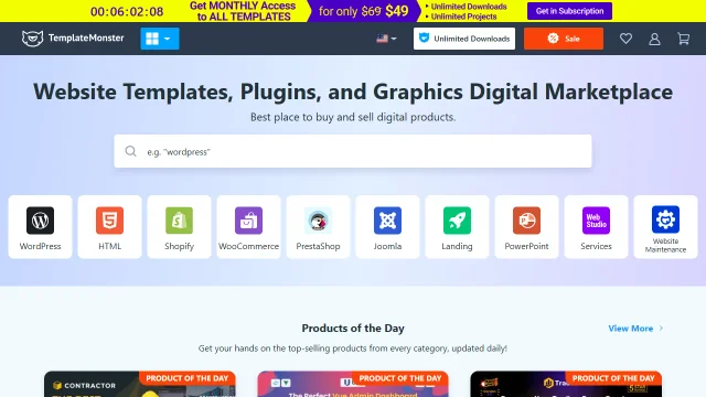 Screenshot of TemplateMonster