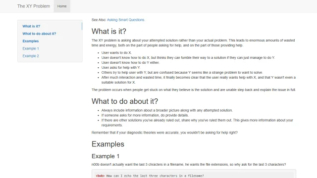 Screenshot of The XY Problem