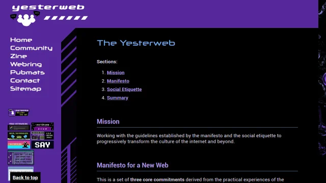 Screenshot of The Yesterweb