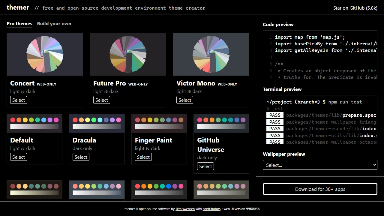 Screenshot of Themer