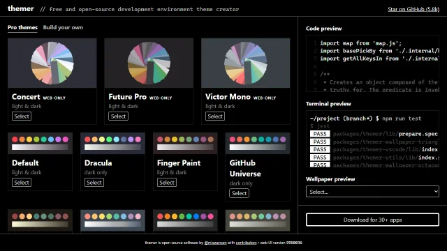 Screenshot of Themer