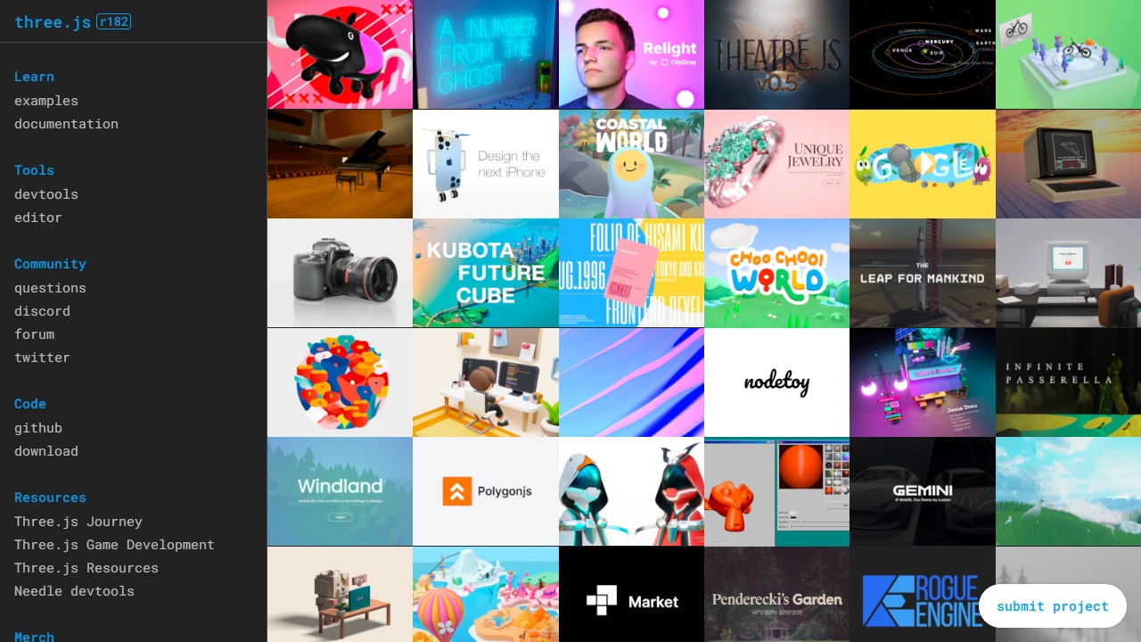Screenshot of Three.js