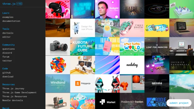 Screenshot of Three.js