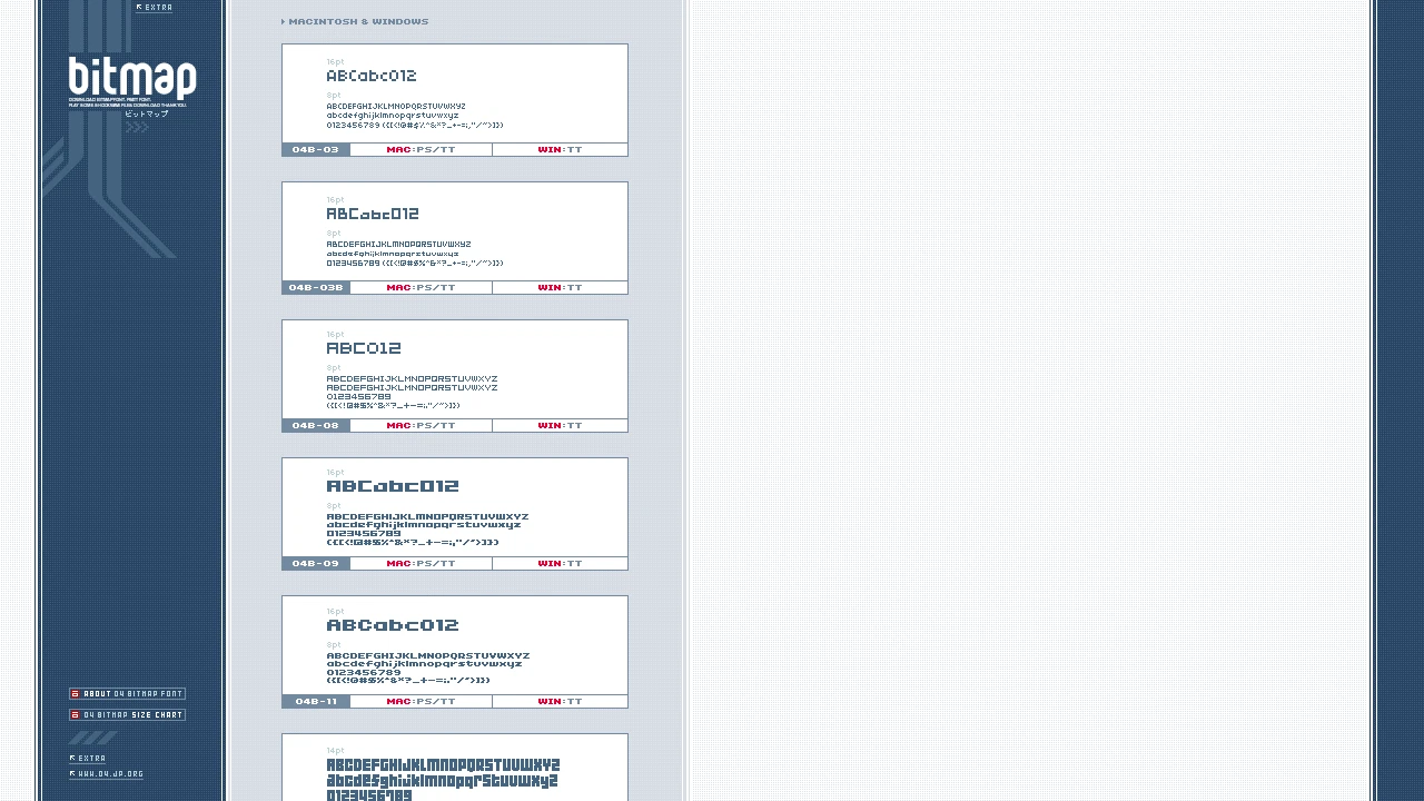 Screenshot of Tiny Bitmap Fonts 