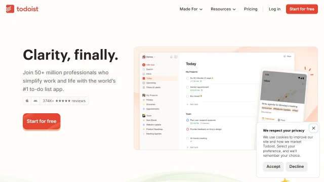 Screenshot of Todoist