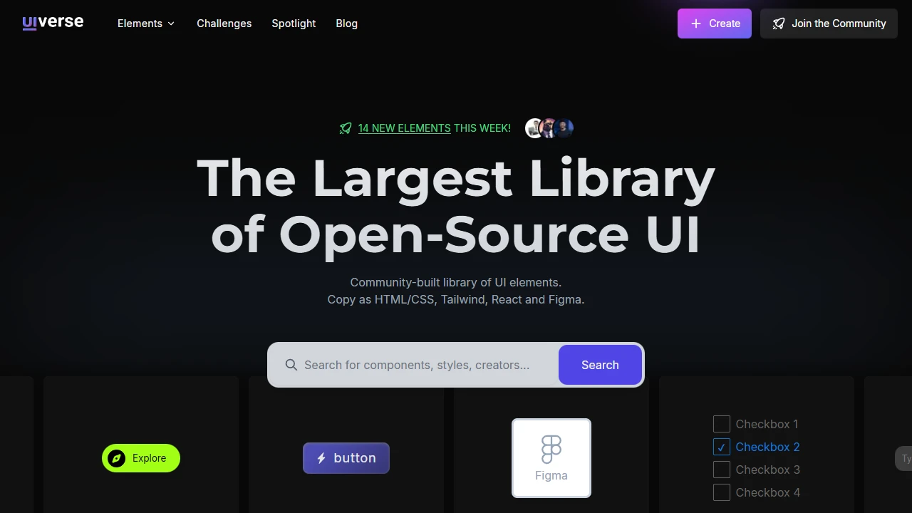 Screenshot of UIverse