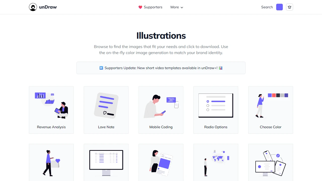 Screenshot of unDraw