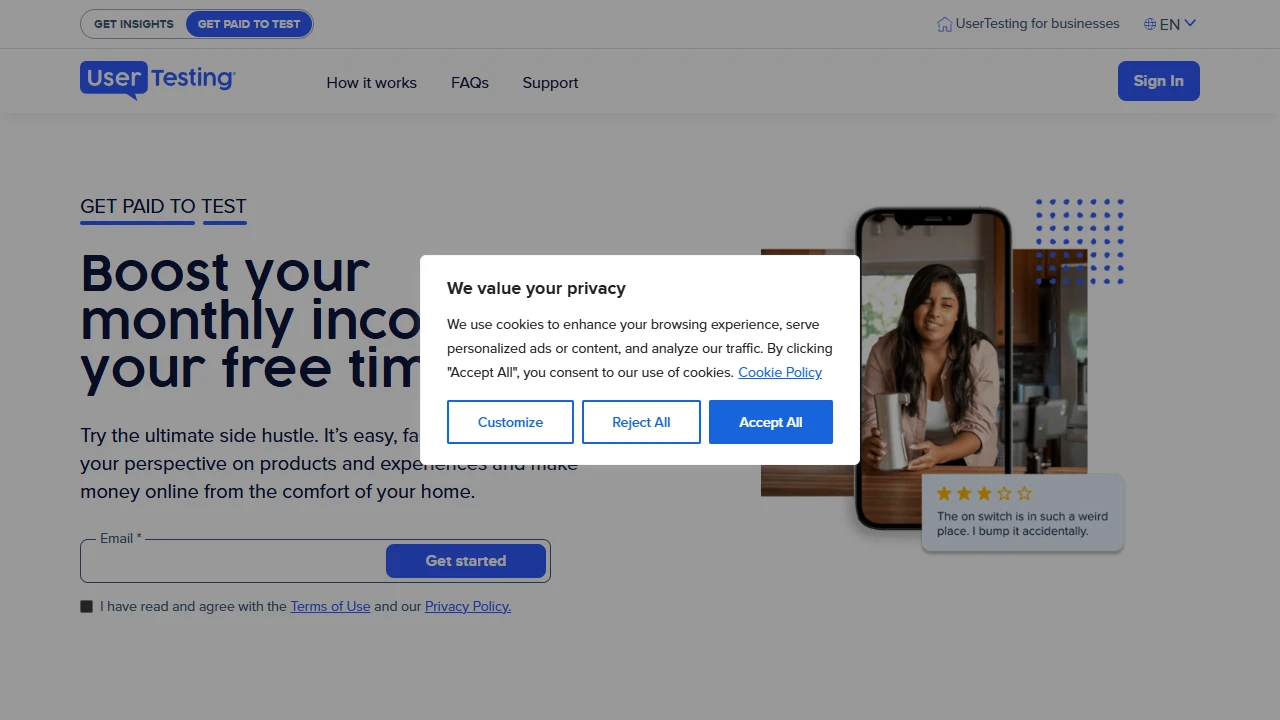 Screenshot of UserTesting