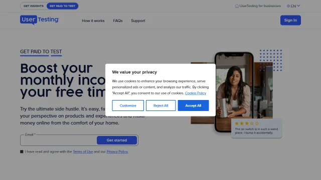 Screenshot of UserTesting