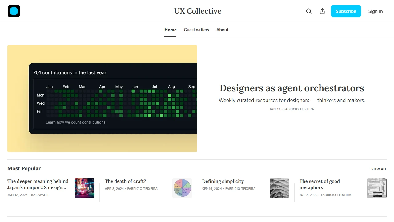 Screenshot of UX Collective Newsletter