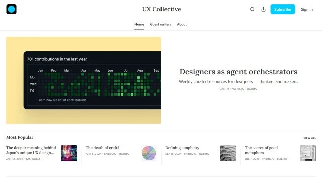 Screenshot of UX Collective Newsletter