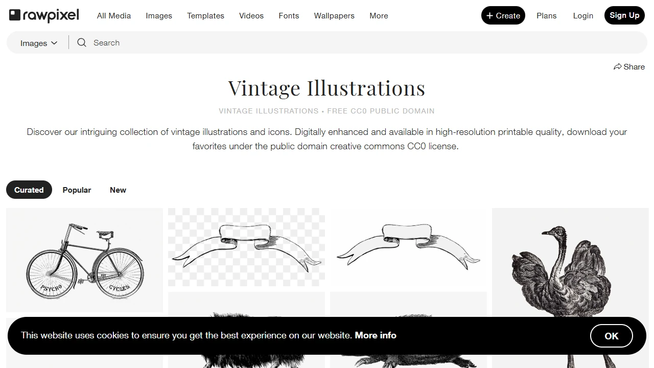 Screenshot of Vintage Illustrations