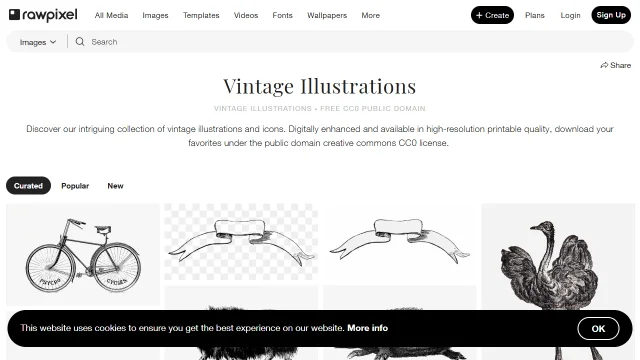 Screenshot of Vintage Illustrations