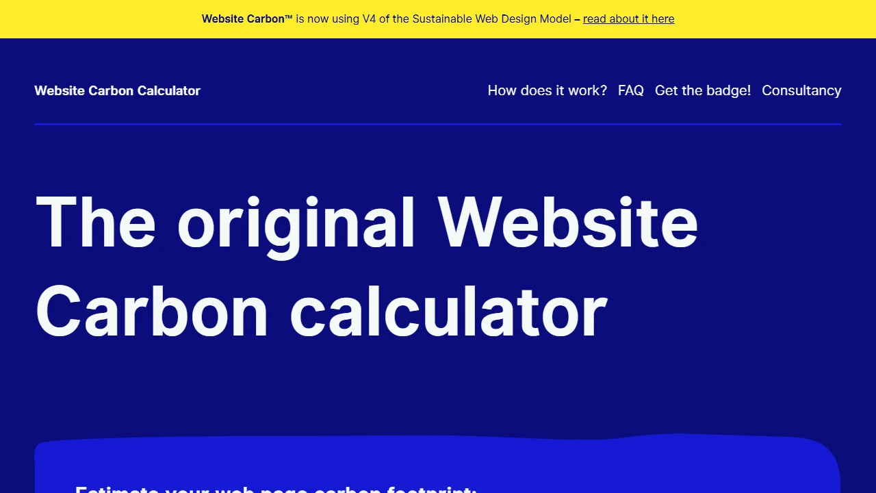 Screenshot of Website Carbon Calculator