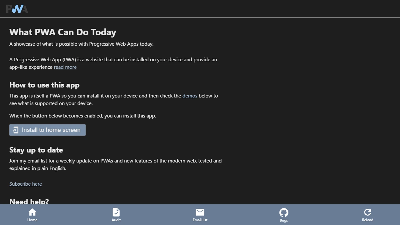 Screenshot of What PWA Can Do Today