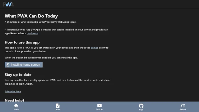 Screenshot of What PWA Can Do Today
