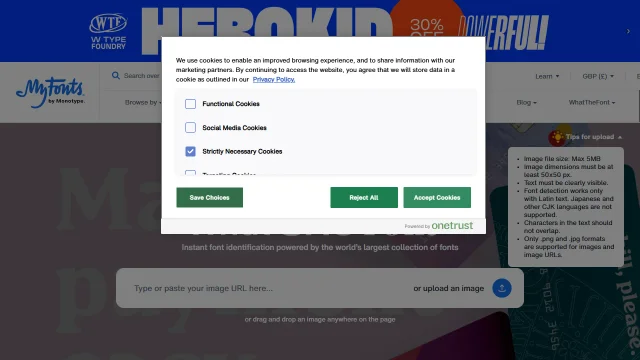 Screenshot of WhatTheFont