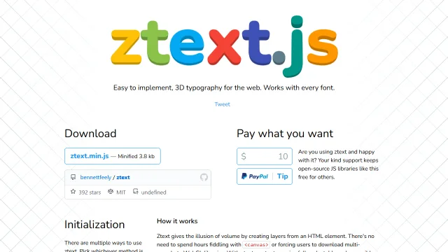 Screenshot of ztext.js