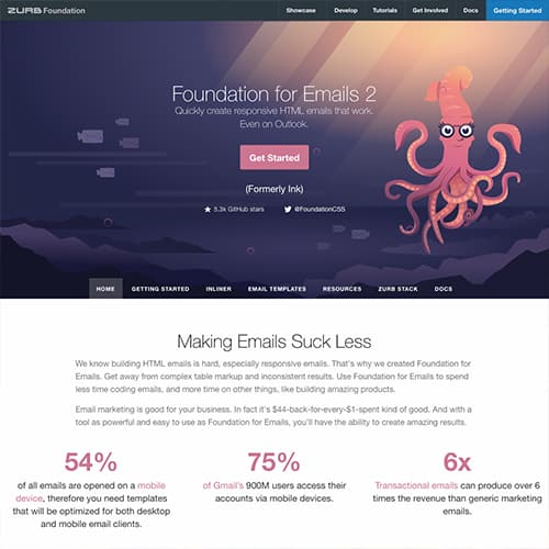Screenshot of Foundation for Emails website